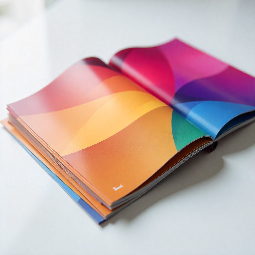 Collection of sustainable printing samples including business cards and brochures from Presentfrstudioo